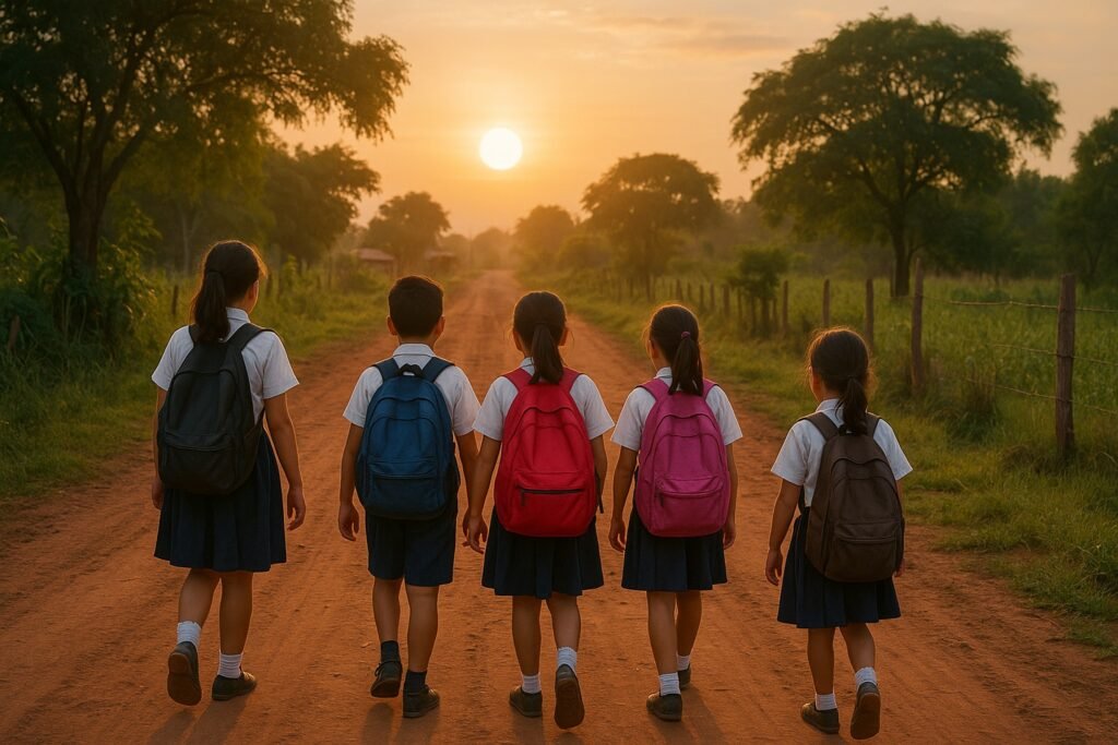 ninos yendo a la escuela